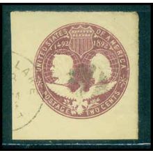 Used U349 2c Columbus and Liberty Fine Cut Square TIII WA2916
