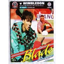 1991 programme Sheffield United v. Wimbledon