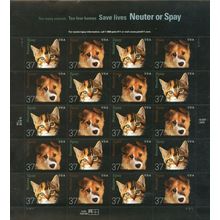 Neuter or Spay Sheet of Twenty 37 Cent Postage Stamps Scott 3671a