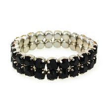 2-Line Swarovsky Crystal Stretchable Bracelet - Black BR-39SS-S2BK
