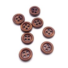 10mm Brown Wooden Buttons Great For Baby Knitting Cardigans Doll Clothing 4 Hole