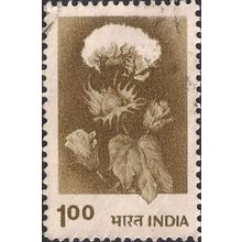 INDIA, FLOWERS, Cotton, brown 1983, 1 Rp