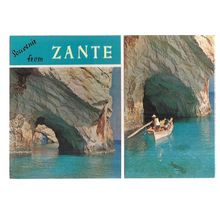 BLUE CAVE, ZANTE..used postcard. 1986 postmark =