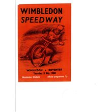 Wimbledon 1968 v Coventry speedway programme