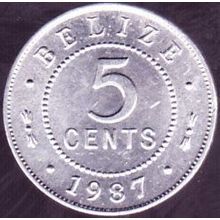 1987 Belize 5 Cents Coin
