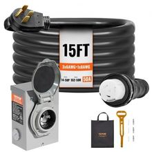 50 Amp Generator Cord and Power Inlet Box Kit, 15FT, NEMA 14-50P/SS2-50R STW...