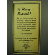 1943 E.F. Hutton & Company Ad - Is Peace Bearish?