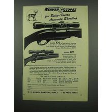 1953 Weaver Model K4 and KV Scopes Ad - Better Vision