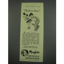 1949 Mayfair Toffees & Chocolates Ad - Thrills in Store