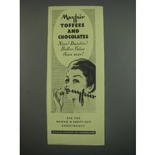 1949 Mayfair Toffees & Chocolates Ad