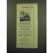 1949 Hotel George V Ad - Paris will welcome you on its 2,000th anniversary