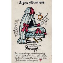 Solid Gold Honeymoon Cradle Bed Songcard Antique Postcard