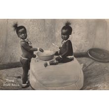 Young South African Children Cooking Breakfast RPC Old Postcard
