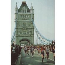 London Marathon Runners at Tower Bridge Postcard