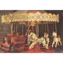 Gilligans Roundabout Fair York Museum Galloping Ponies Postcard