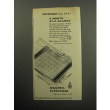 1957 Mark Cross Calendar Ad - A Month at-a-glance