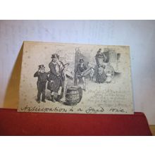 OYSTER BARRELS, MR. PICKWICK, CHARLES DICKENS used postcard 1903 pm literary=