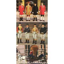 The Royal Mews Postillions Drivers 3x Buckingham Palace Postcard s