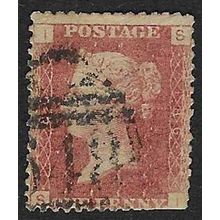 GB 1858 QUEEN VICTORIA 1d RED PLATE 186 USED SG43 / 44 " SI "