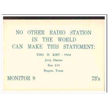 kmv-5504 jerry hutson bogata texas 1960s cb radio qsl vintage postcard