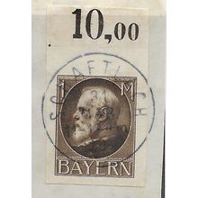 GER (BAVARIA) 1914 1mk KING LUDWIG III' (IMPERFED) FINE USED (EBID65-427)