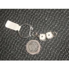 2 Heavy alloy flower cube euro bead keyring bag phone purse charm jewellery