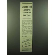 1939 Listerine Antiseptic Ad - Is Longing for That Cold