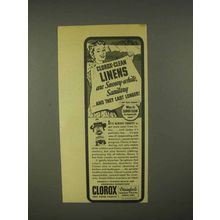 1944 Clorox Bleach Ad - Clean Linens