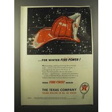 1947 Texaco Fire-Chief Gasoline Ad - Winter Fire-Power