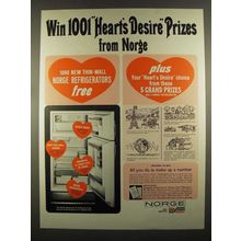 1964 Norge Refrigerator Ad - 1001 Heart's Desire Prizes