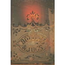 London Pub Door Bottles & Hugs Window Sign Postcard