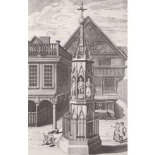 Gloucester Cross in 1700s Before Demolished Sketch Painting Postcard
