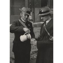 Air Raid WW2 Wardens on Tea Break in London Bombing Postcard