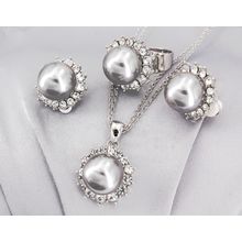 Gift set: Pearl Necklace + Earring + Ring Set - NE-NS6072B