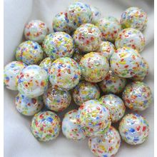 METEOR - 25 Beautiful Glass Marbles, White with Rainbow Speckles, Brand New
