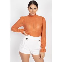 Ruffle Mock Neck Lace Top