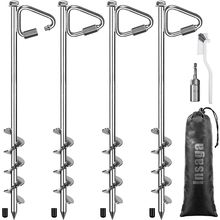 14" Ground Anchors with Chrome-Plated, Heavy-Duty for Trampolines, Tents, Mobile