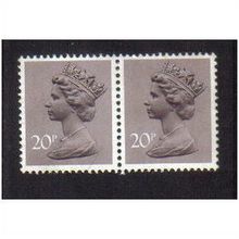 1975 GB Q.E.11 20P DULL-PURPLE PAIR mnh SGX915