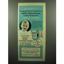 1950 Heinz Strained Foods Baby Food Ad - Mothers