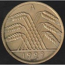 1929 A Germany 10 Reichspfennig Coin