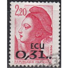 France 1988 Michel 2666 O Cote (2008) 1.00 € Liberté de Gandon surcharge ECU