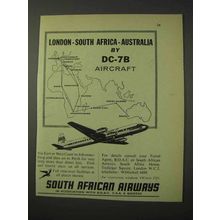 1958 South African Airways Ad - By DC-7B Aircraft