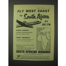 1958 South African Airways Ad - Fly West Coast