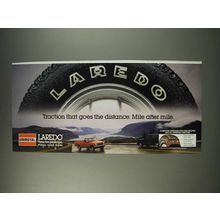 1990 Uniroyal Laredo Tires Ad - Traction that goes the distance. Mile after mile