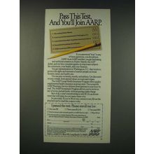 1990 AARP Membership Ad - Pass this test, and you'll join AARP