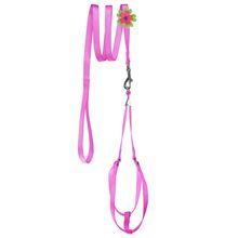 Mesh Step-In Nylon Harness + Flower Leash Pink 13-17"