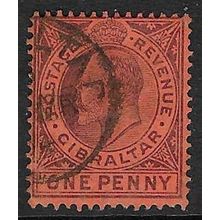 GIBRALTAR 1903 EDVII CROWN CA WMK 1d USED SG47 #2