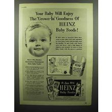 1952 Heinz Baby Food Ad - Grown-in Goodness