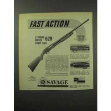 1950 Savage Stevens Model 620 Shotgun Ad - Fast Action