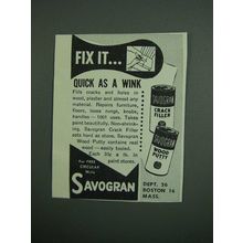 1950 Savogran Crack Filler and Wood Putty Ad - Fix It